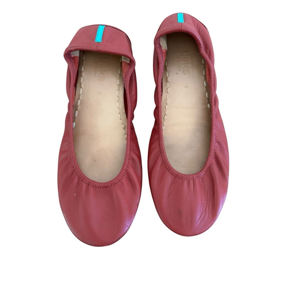 Tieks Womens Burgundy Leather Round Toe Slip On Casual Ballet Flats Size 9 - Picture 2 of 8
